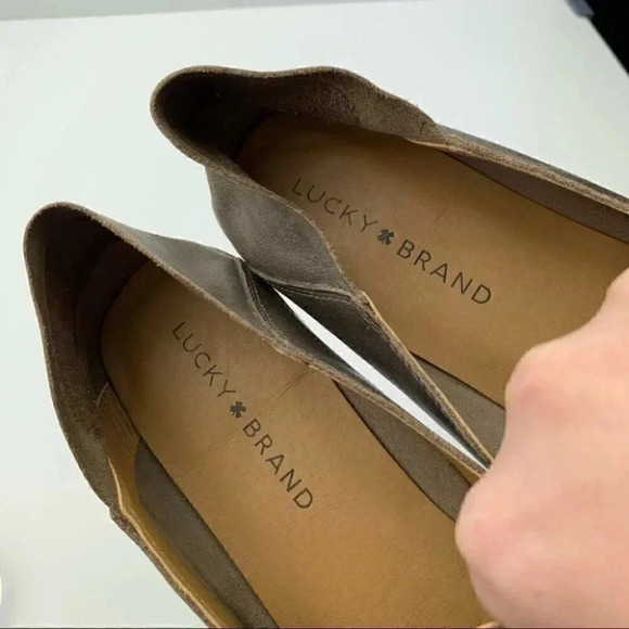 Lucky Brand Flats 7.5 38 Cahill open gray Leather - Picture 12 of 13